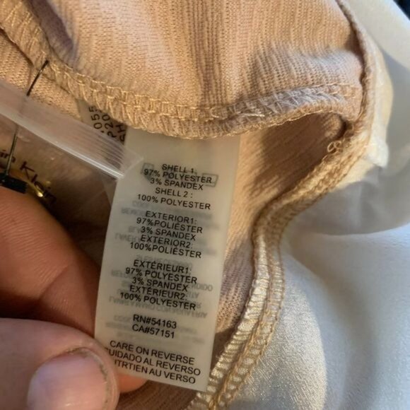 Calvin Klein Womens Beige Long Sleeve Top W/ Sheer Hem & Gold Shoulder Detail XS - Picture 4 of 7